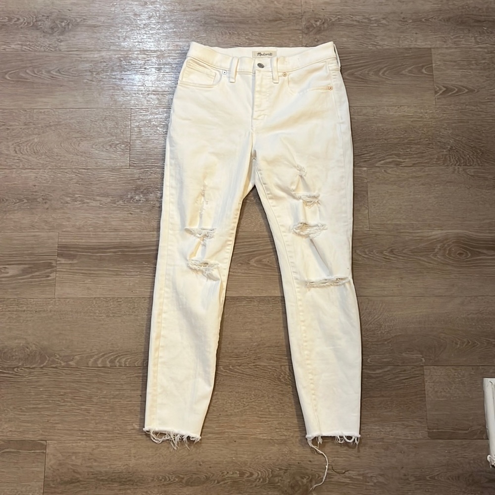 Madewell Ripped white skinny jeans